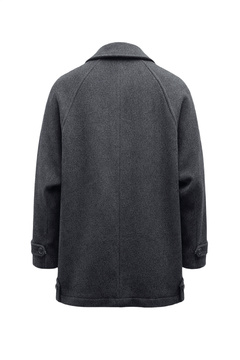 1980s Charcoal Grey Wool Coat - Back View