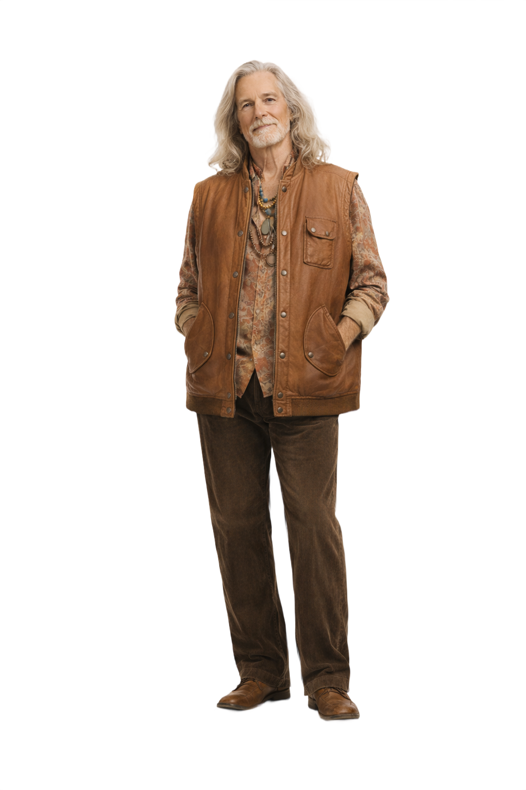 1970s Brown Leather Vest - Model