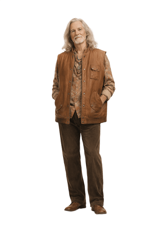 1970s Brown Leather Vest - Model