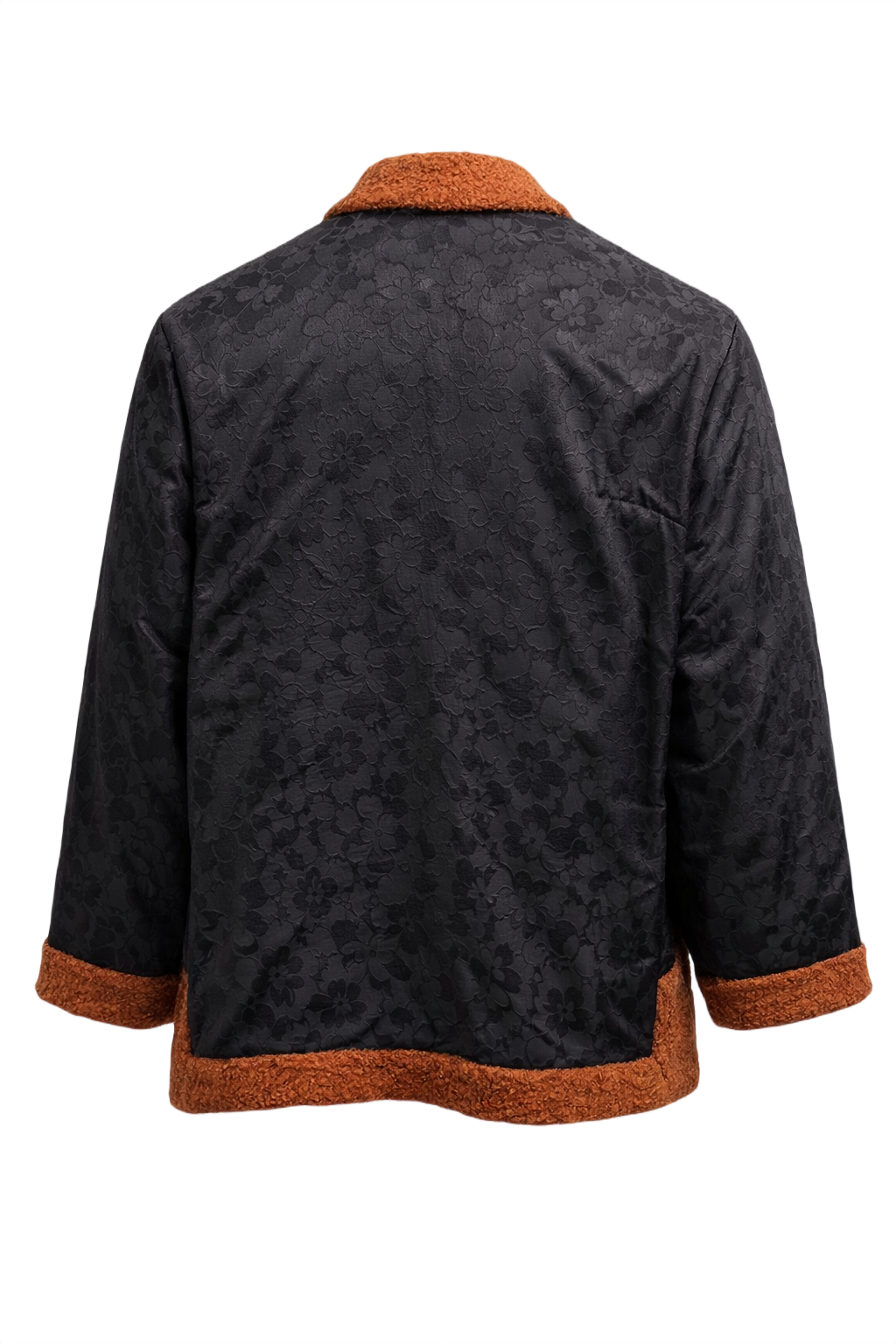 1970s Black Brocade Jacket - Back View