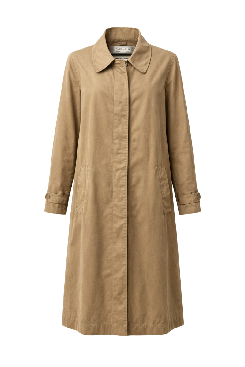 1980s Beige Cotton Coat - Front View