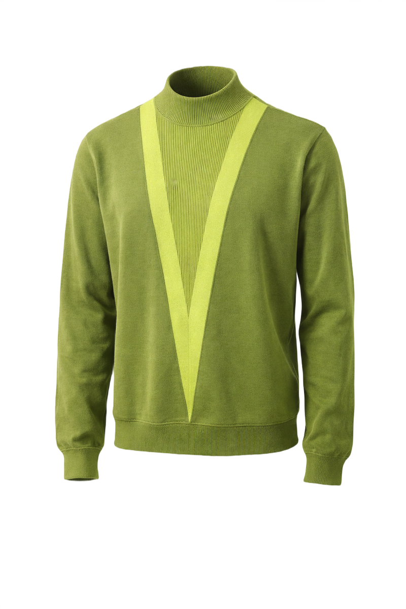 1960s Olive Green Cotton Sweater - Front View