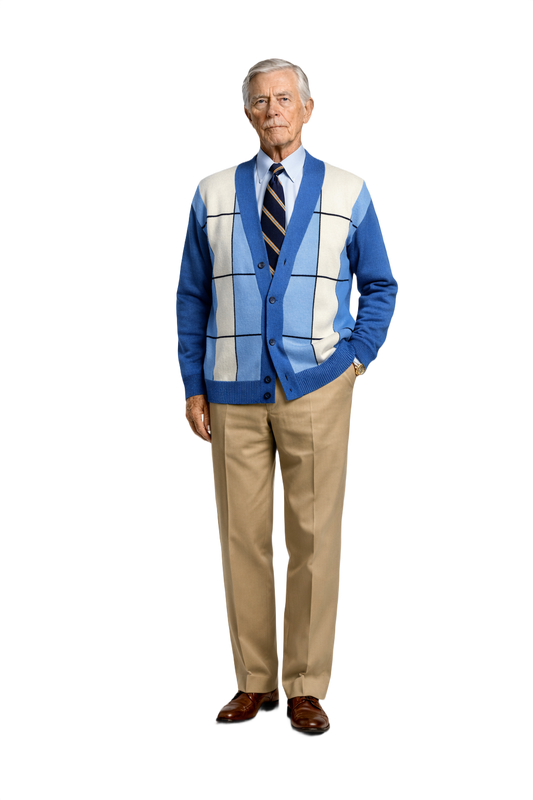 1960s Blue Wool Cardigan - Model