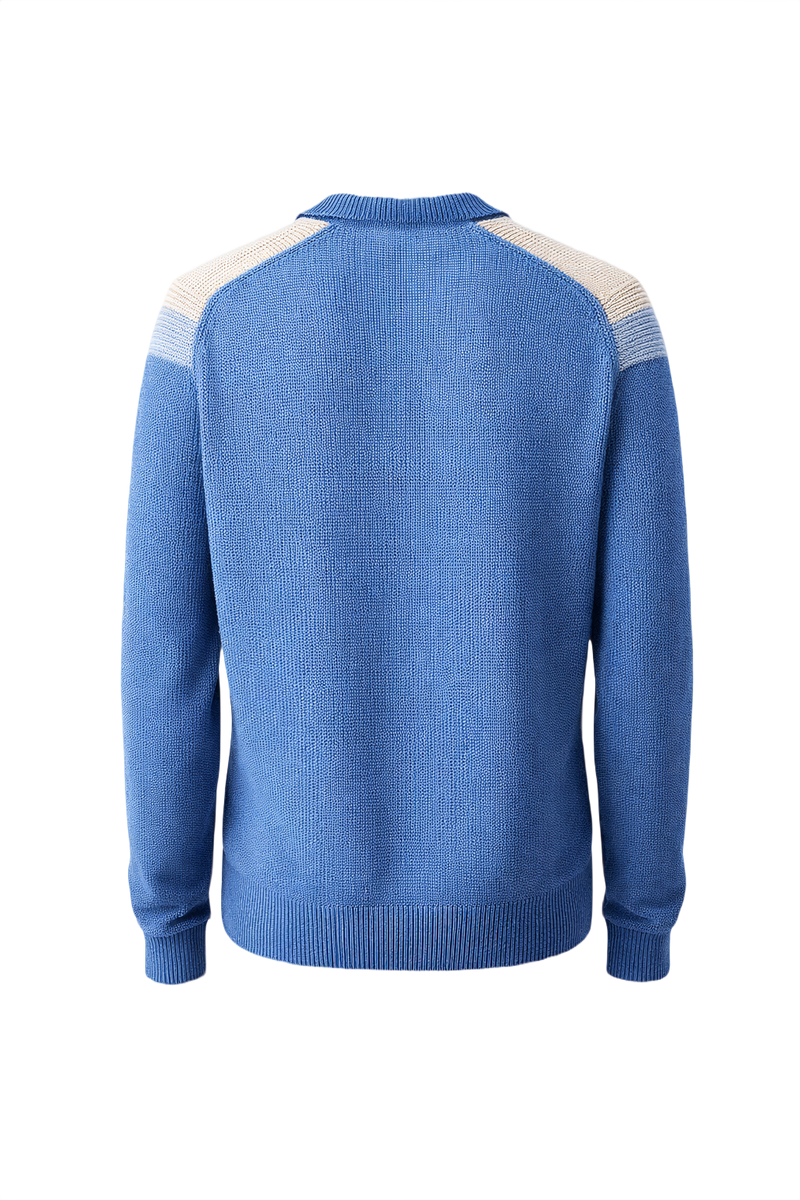 1960s Blue Wool Cardigan - Back View