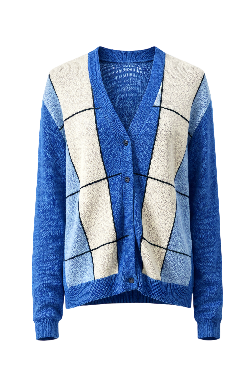 1960s Blue Wool Cardigan - Front View