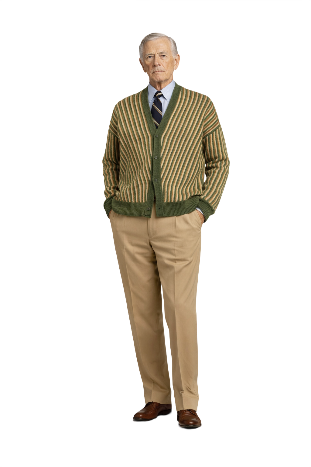 1960s Olive Green Wool Sweater - Model