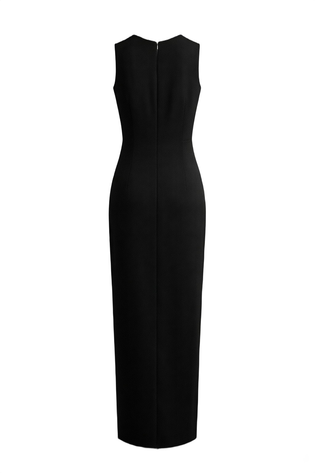 1990s Black Smooth Maxi Dress - Back View