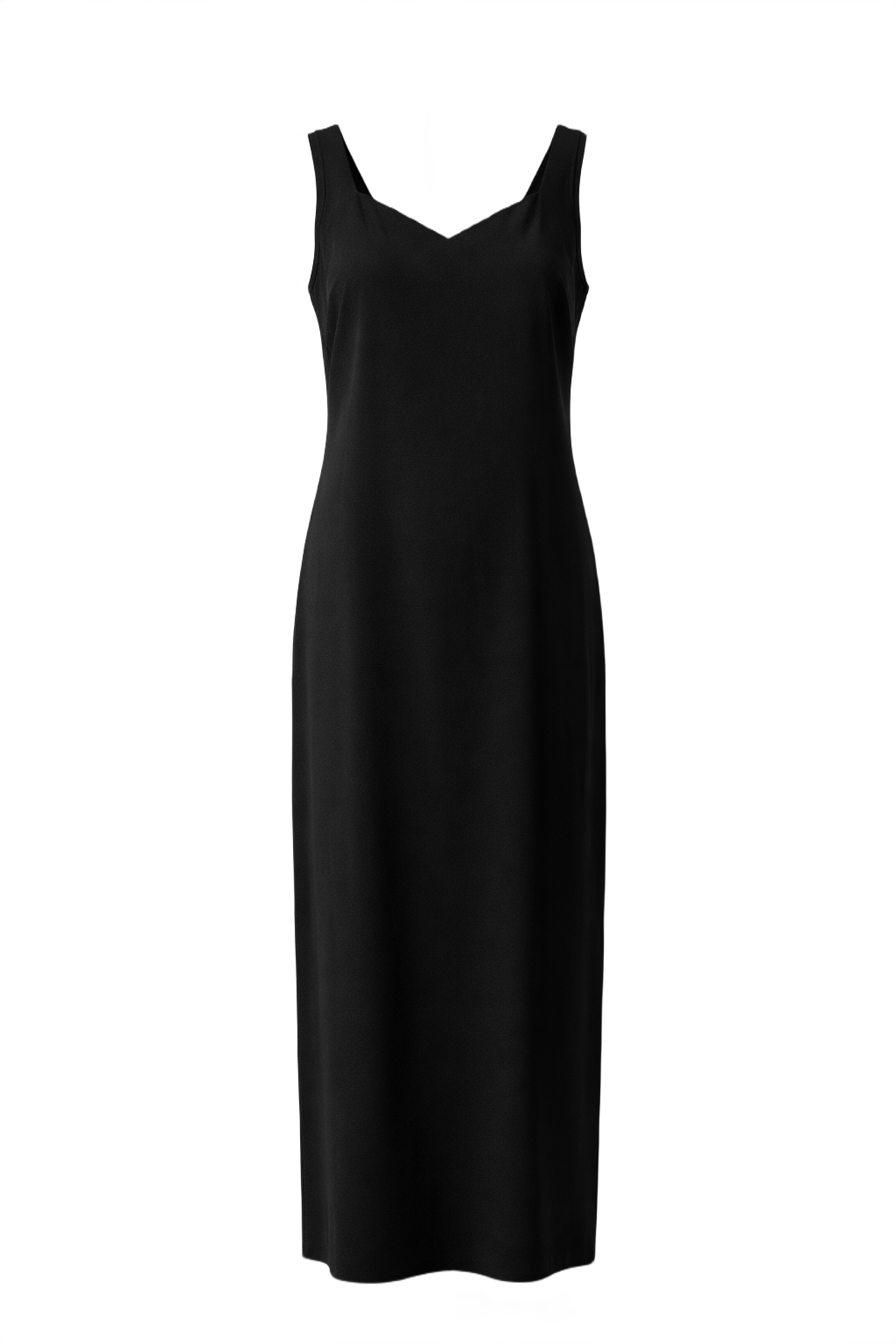 1990s Black Smooth Maxi Dress - Front View