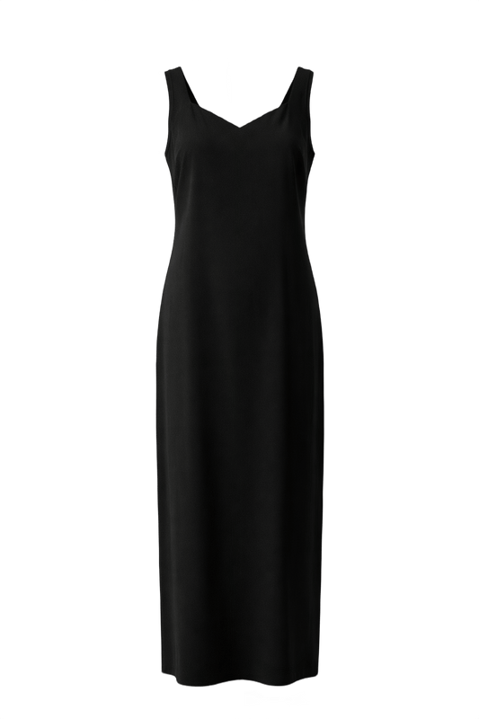 1990s Black Smooth Maxi Dress - Front View