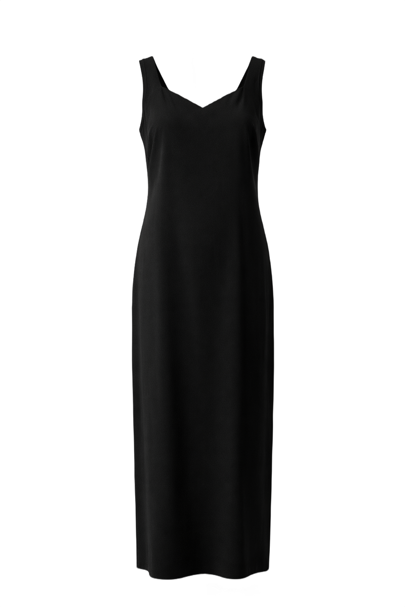 1990s Black Smooth Maxi Dress - Front View