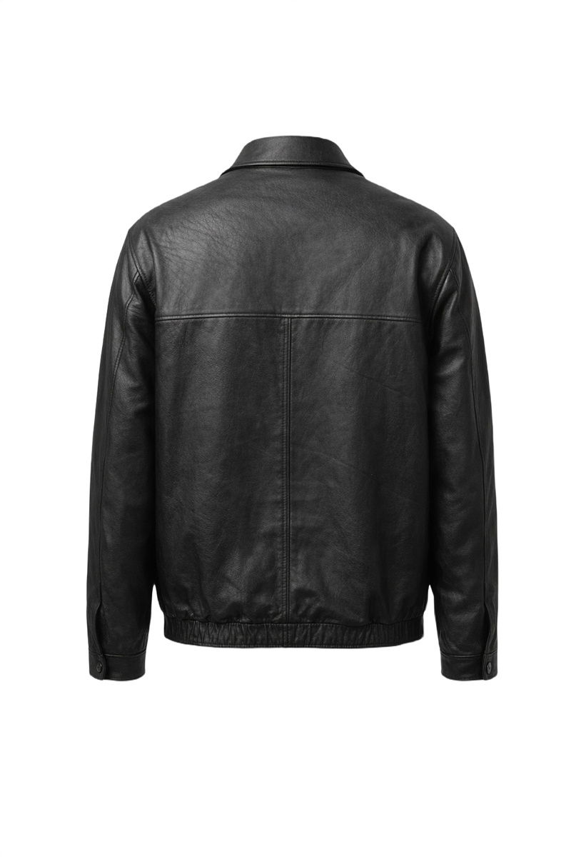 1990s Black Leather Mens Jacket - Back View