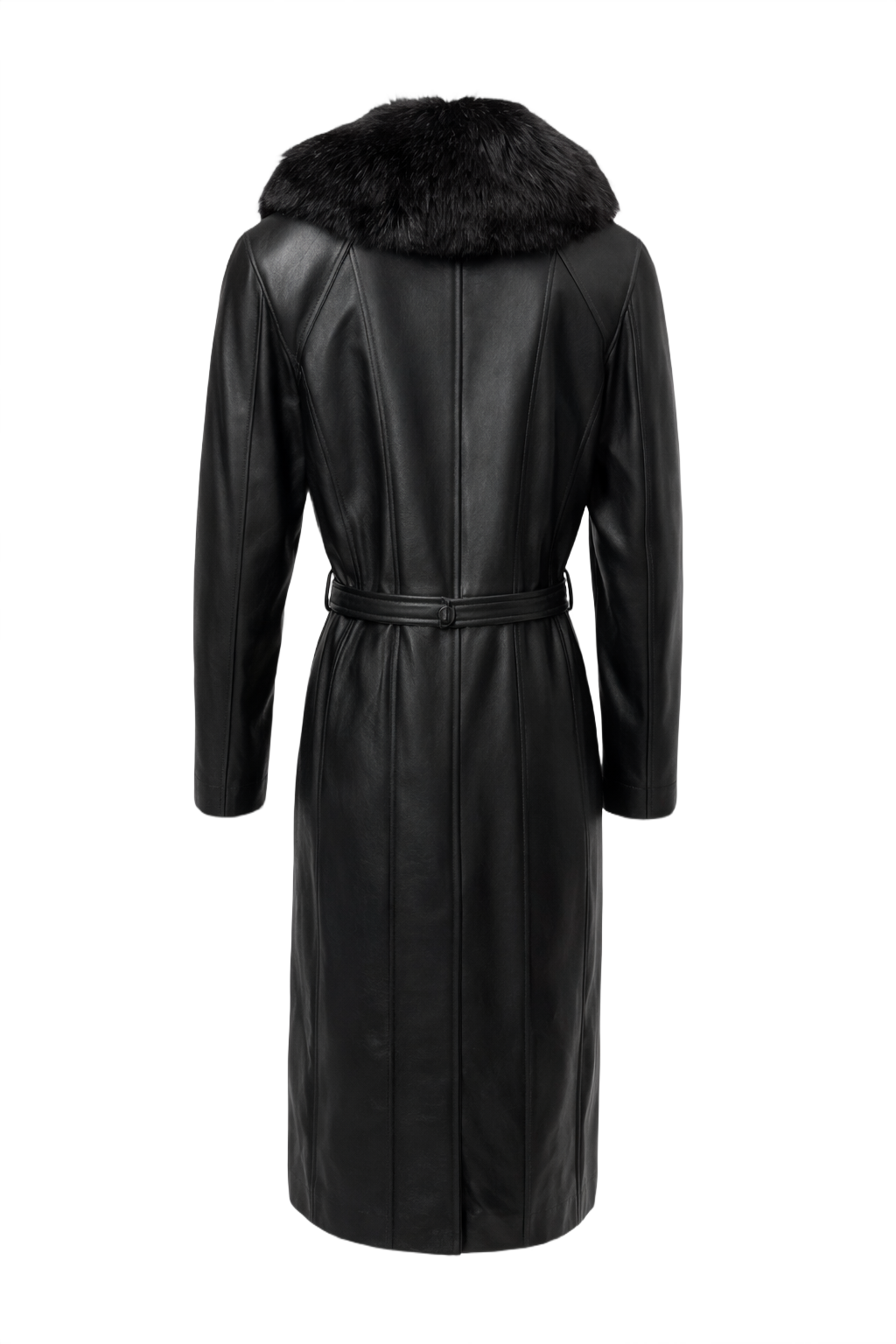 1990s Black Leather Coat - Back View