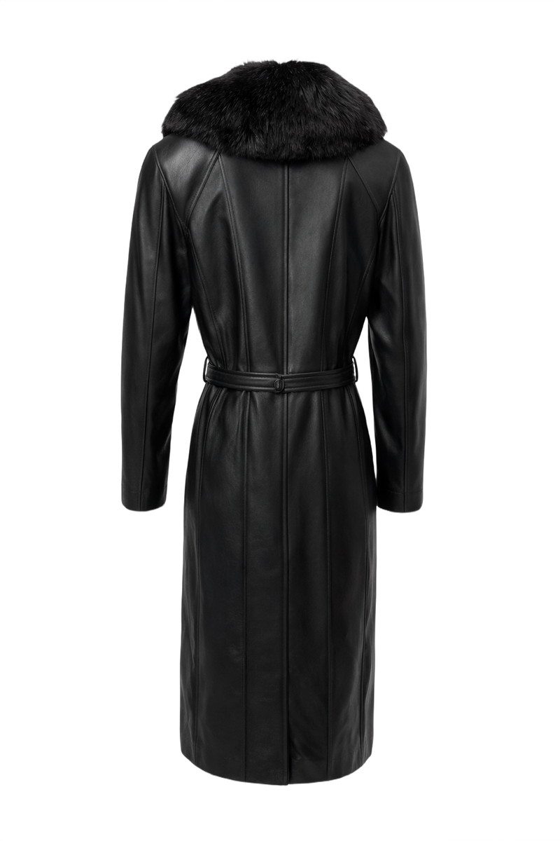1990s Black Leather Coat - Back View