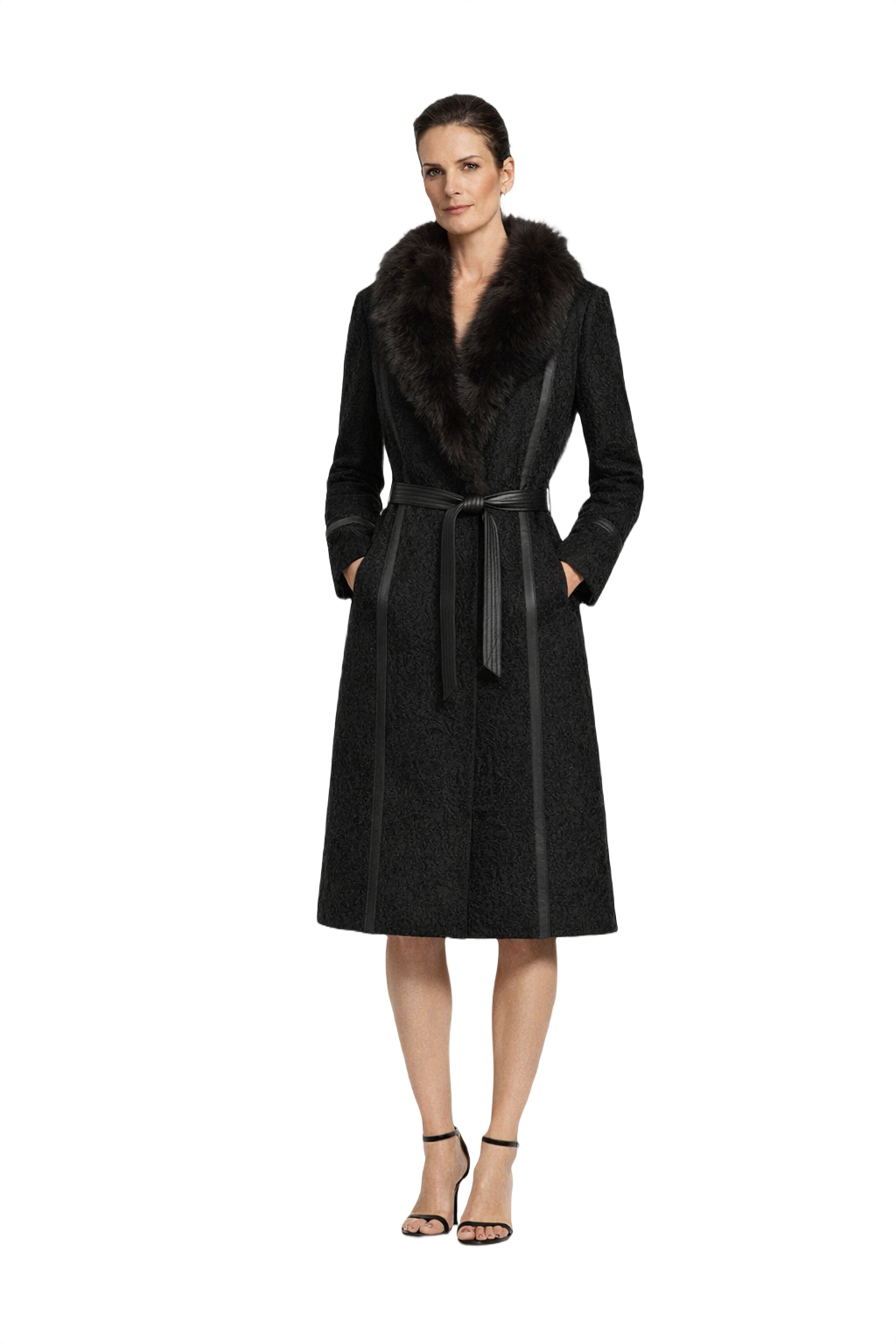 1990s Black Fur Coat - Model