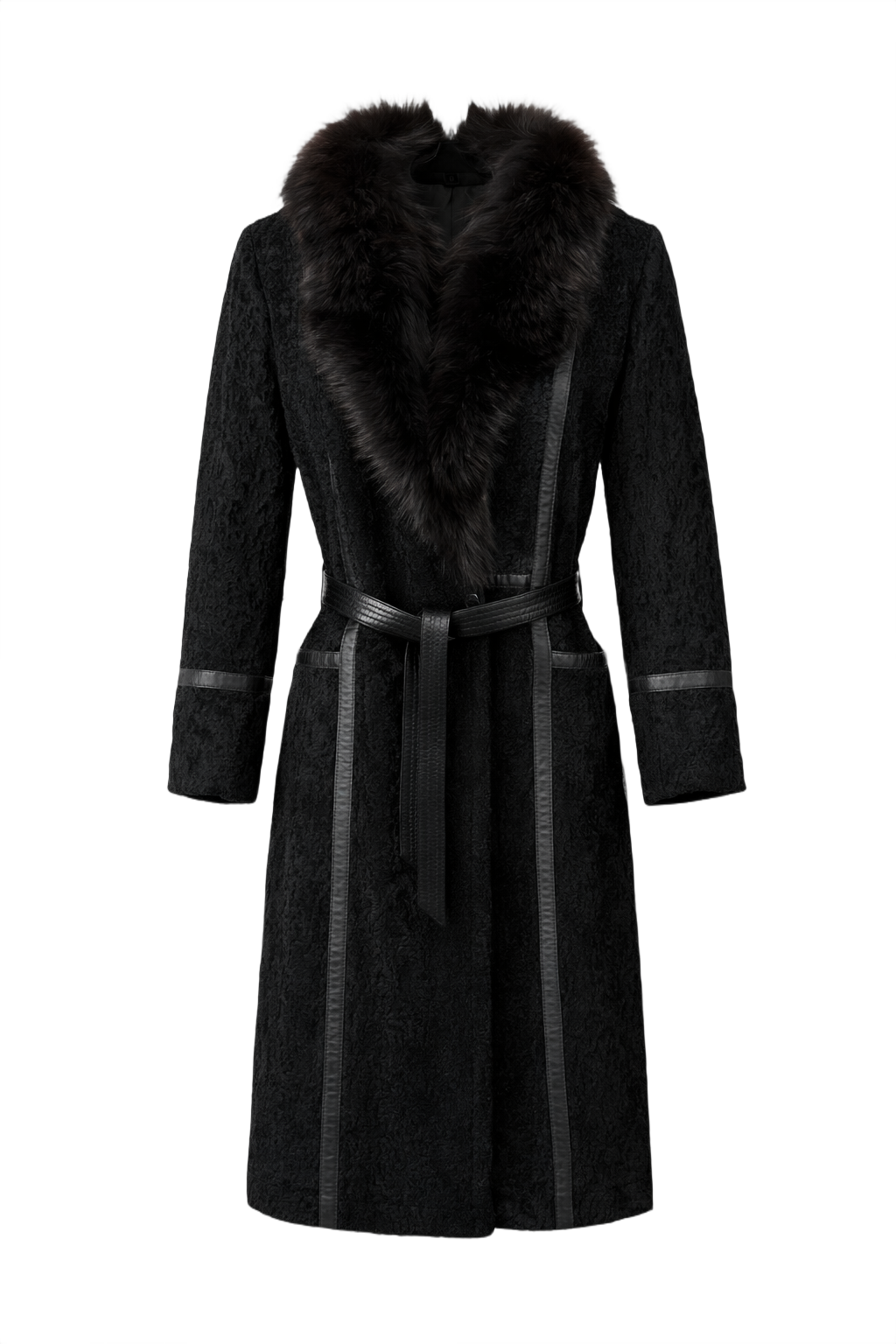 1990s Black Fur Coat - Front View