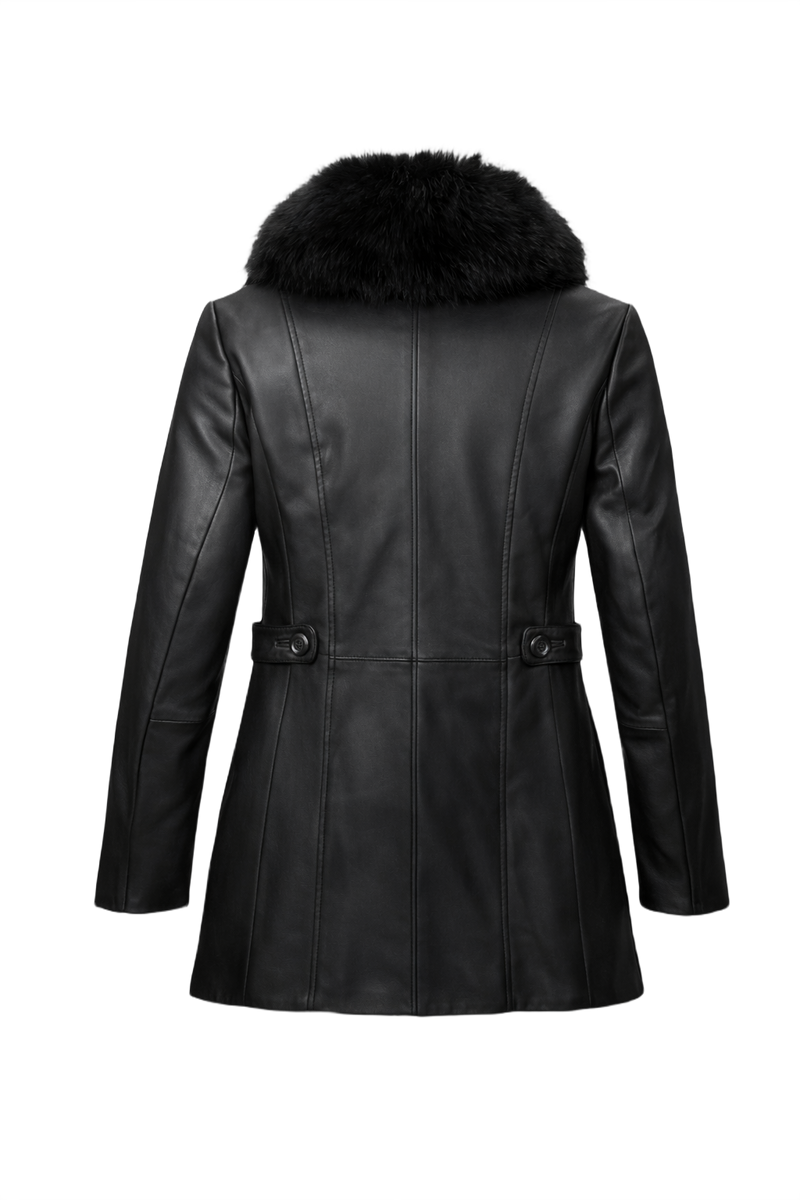 1990s Black Leather Coat - Back View