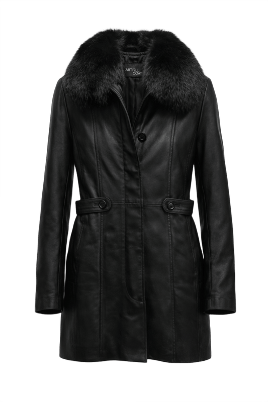 1990s Black Leather Coat - Front View