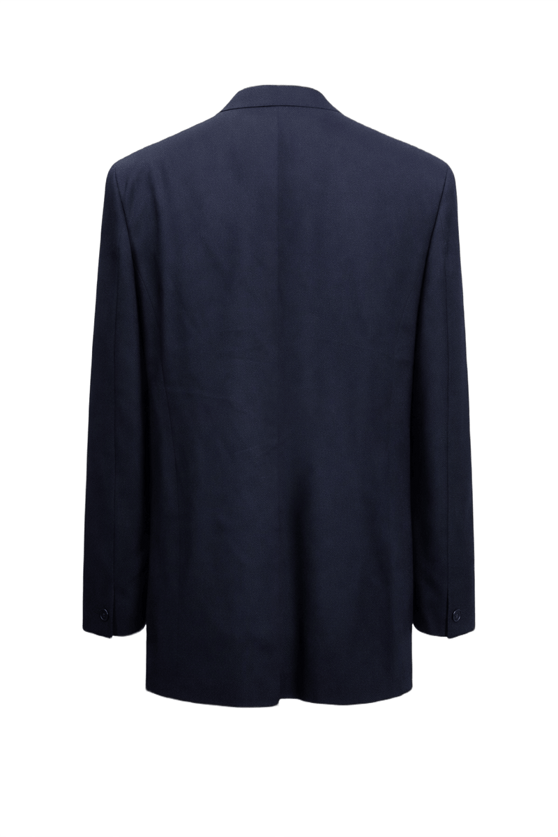 1980s Navy Blue Wool Blazer - Back View