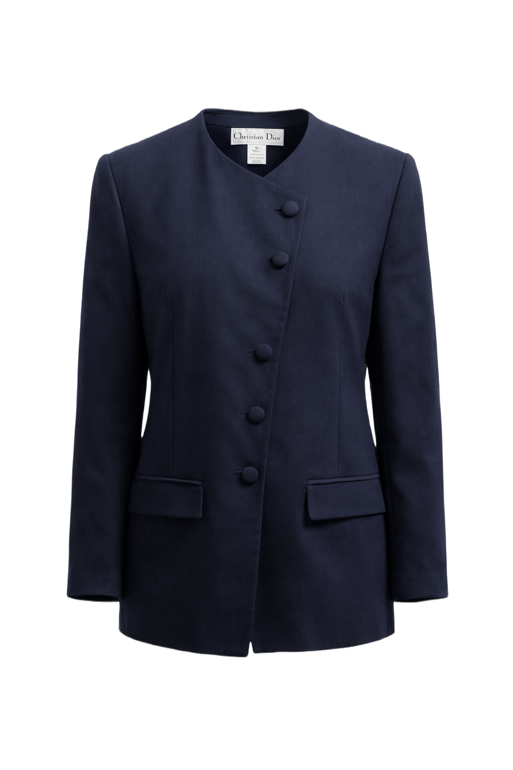 1980s Navy Blue Wool Blazer - Front View