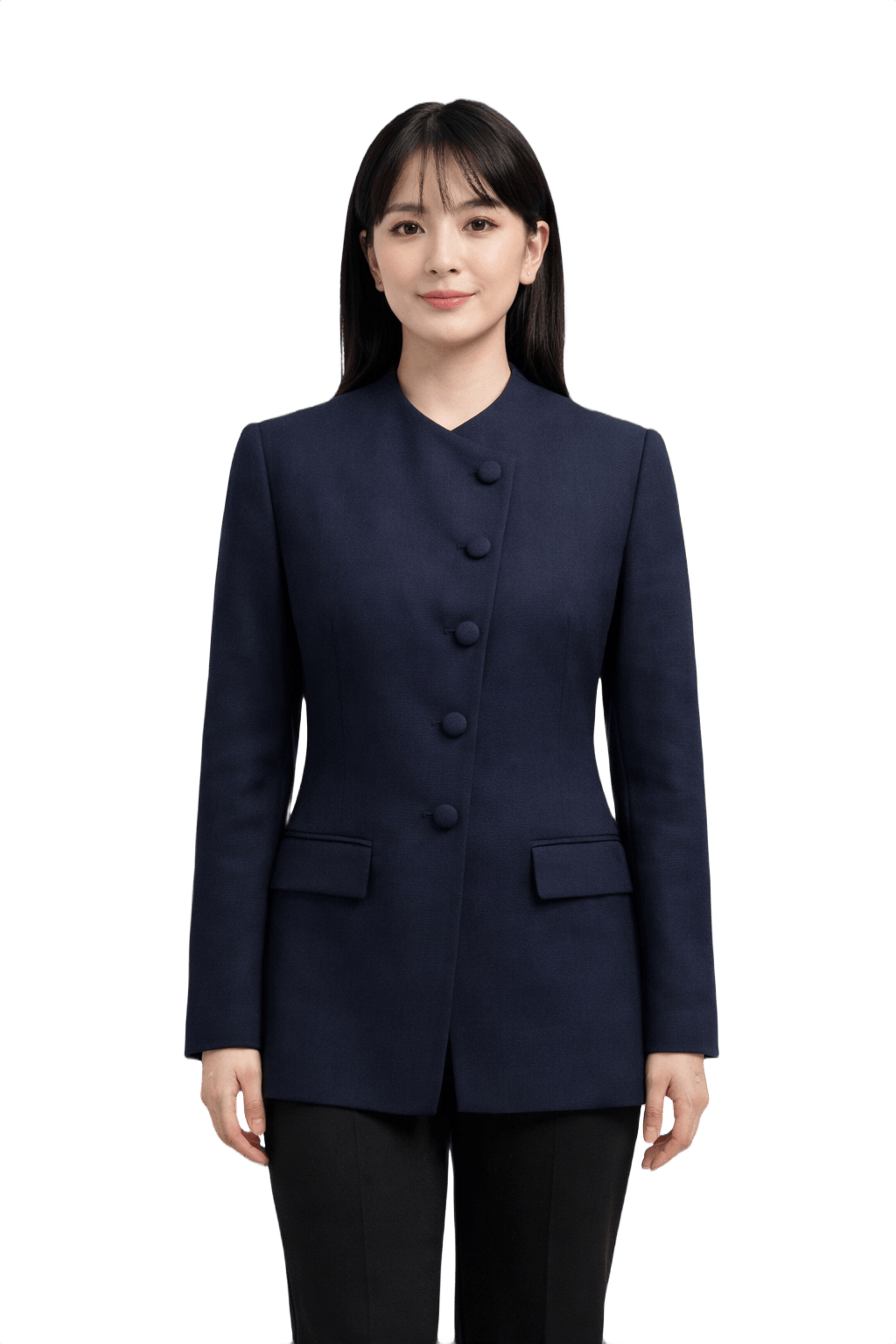 1980s Navy Blue Wool Blazer - Model