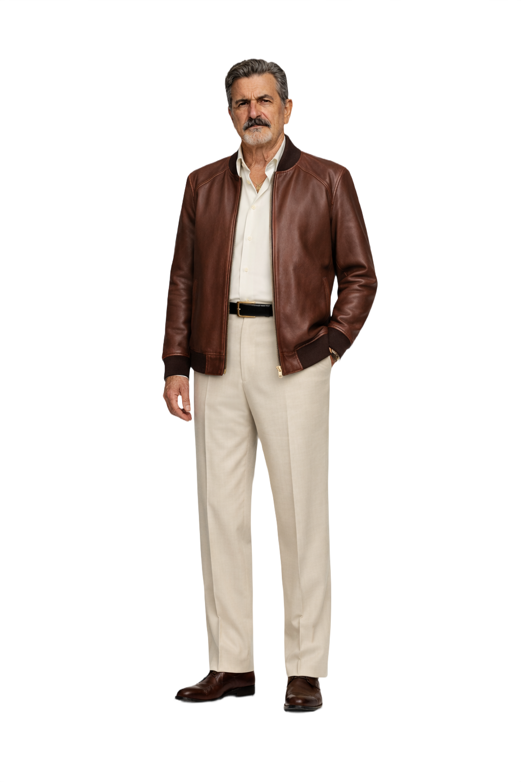 1980s Brown Leather Jacket - Model