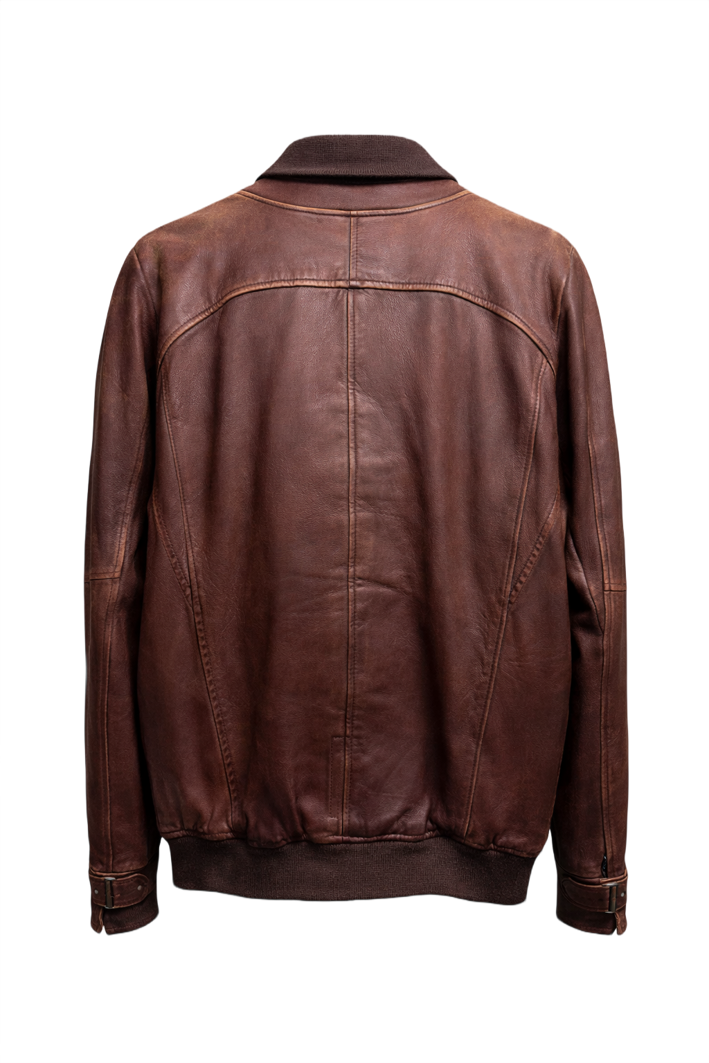 1980s Brown Leather Jacket - Back View