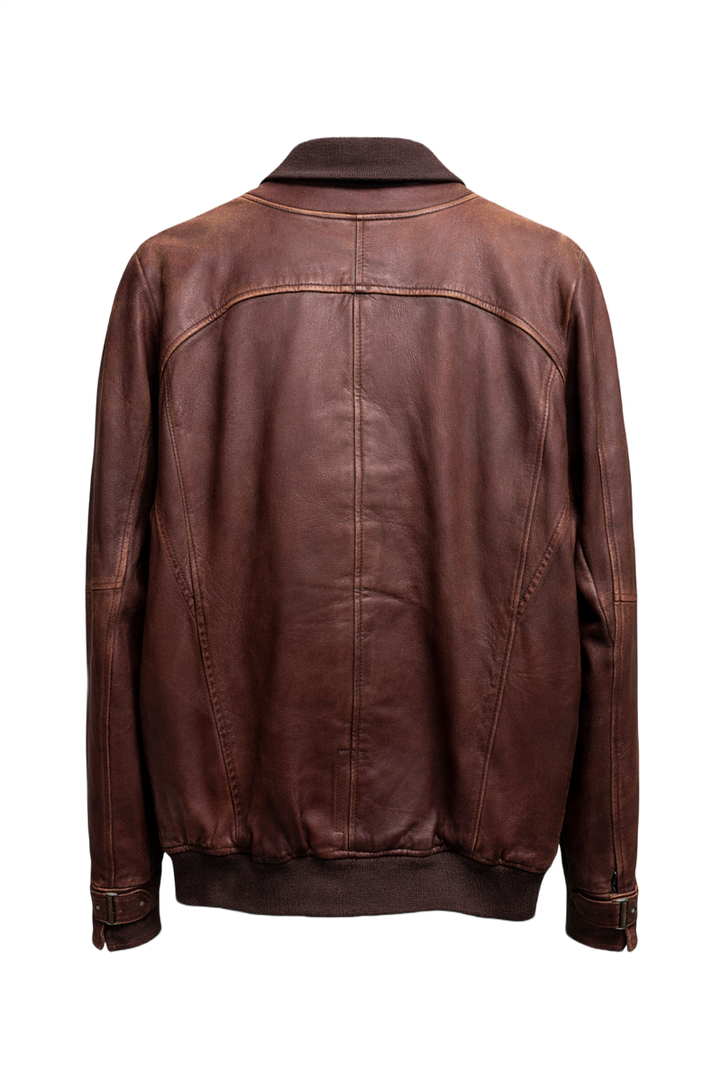 1980s Brown Leather Jacket - Back View