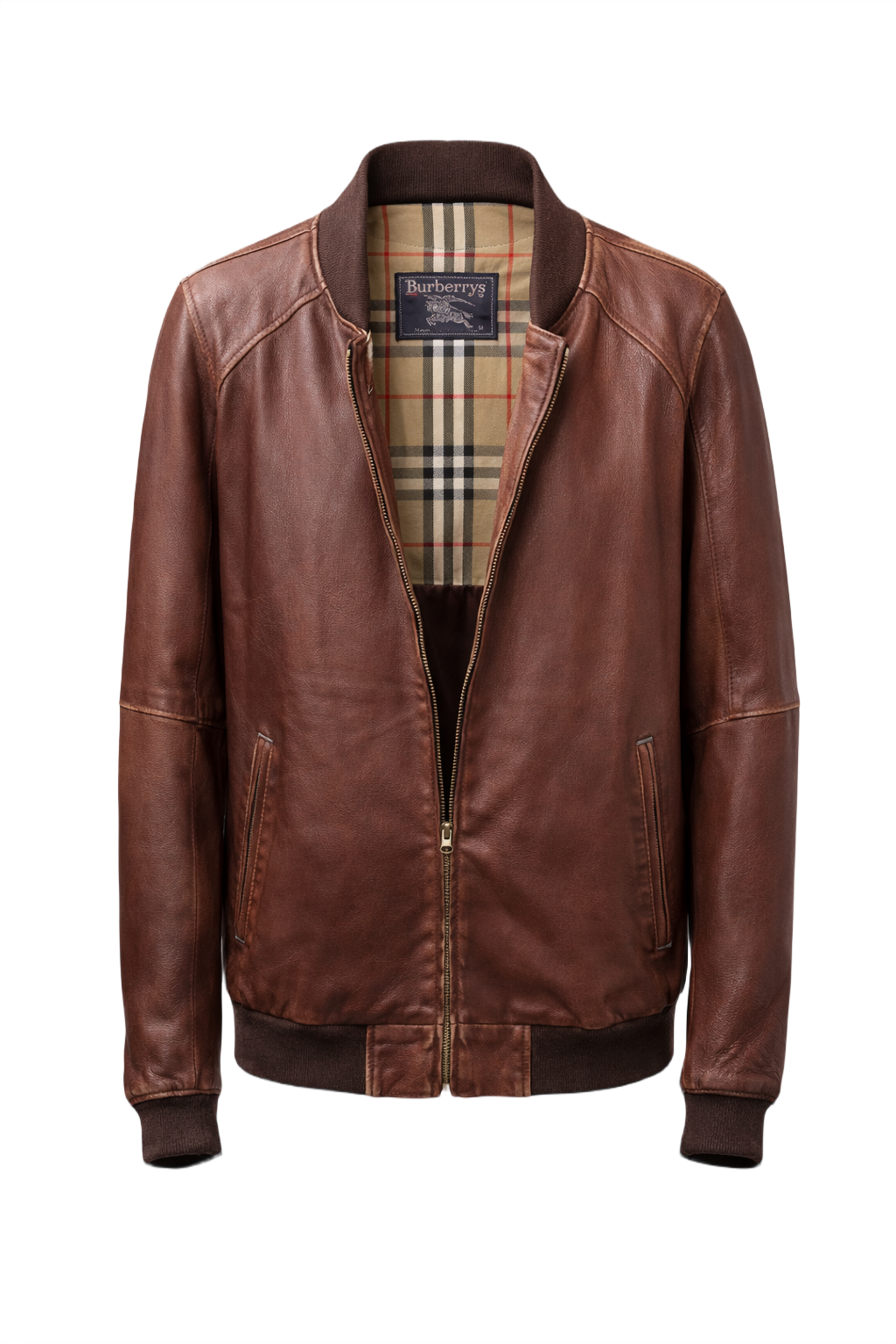 1980s Brown Leather Jacket - Front View