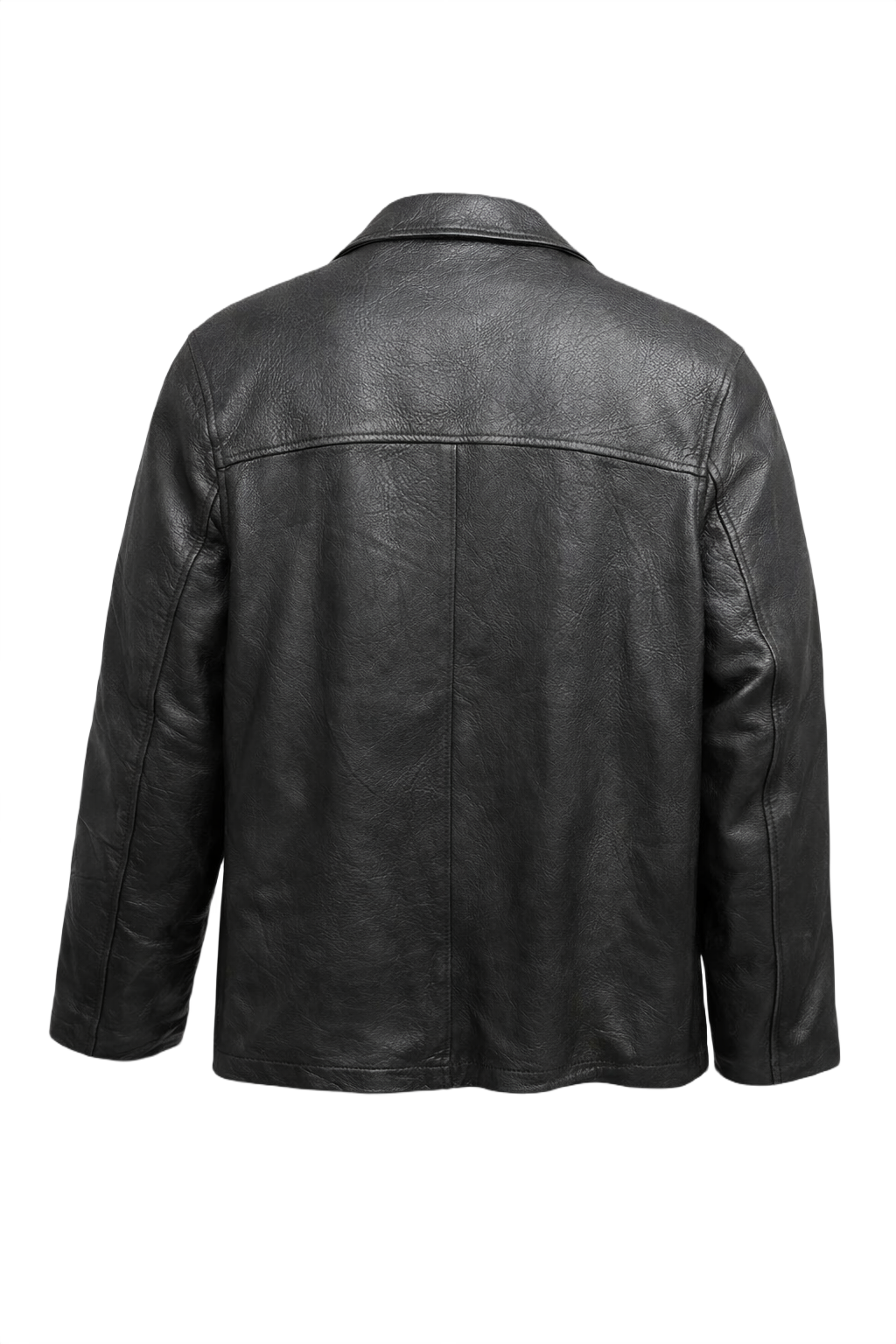 1980s Black Leather Jacket - Back View