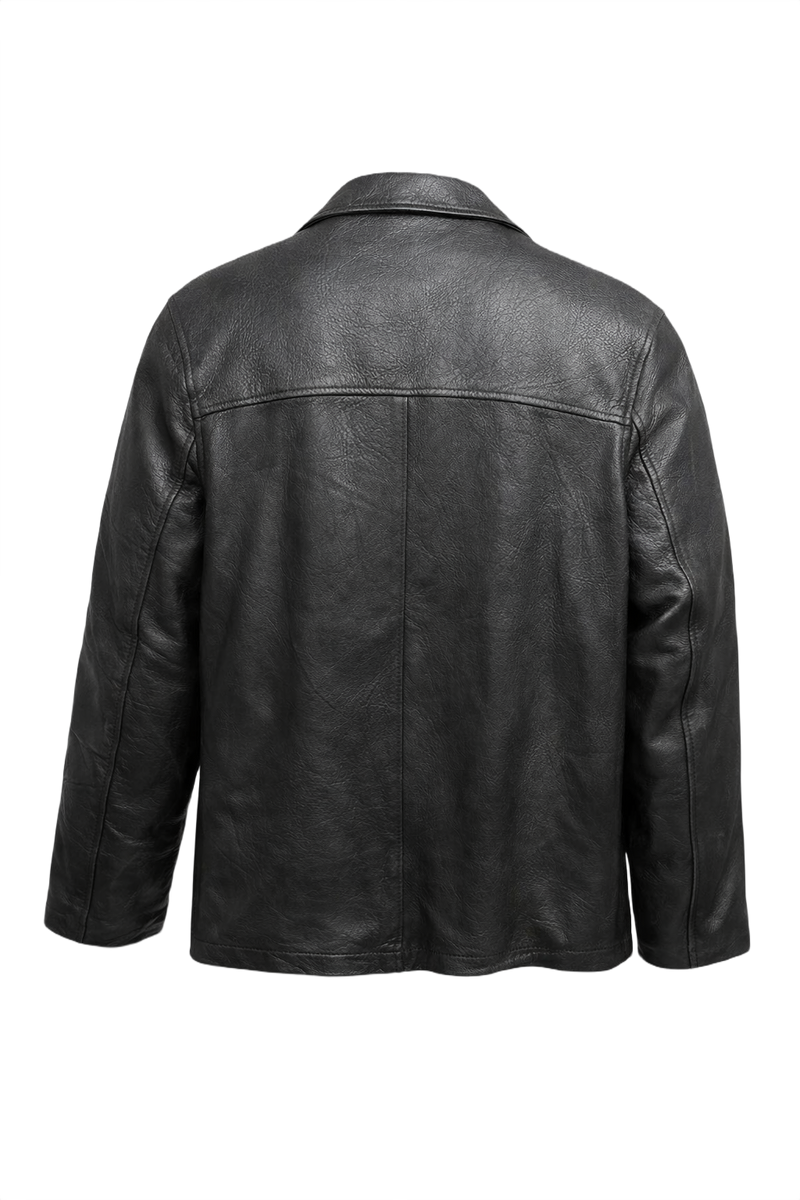 1980s Black Leather Jacket - Back View