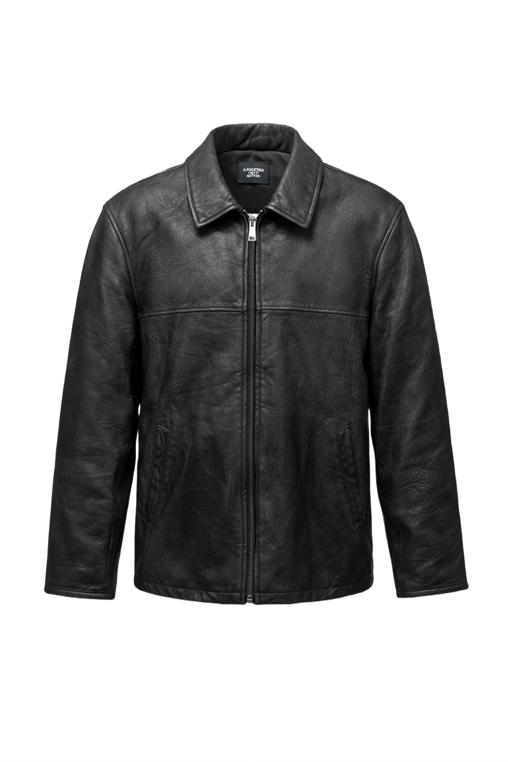 1980s Black Leather Jacket - Front View