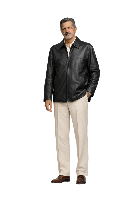1980s Black Leather Jacket - Model