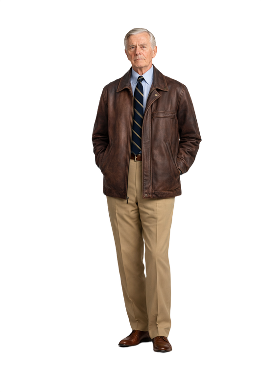 1960s Dark Brown Leather Jacket - Model