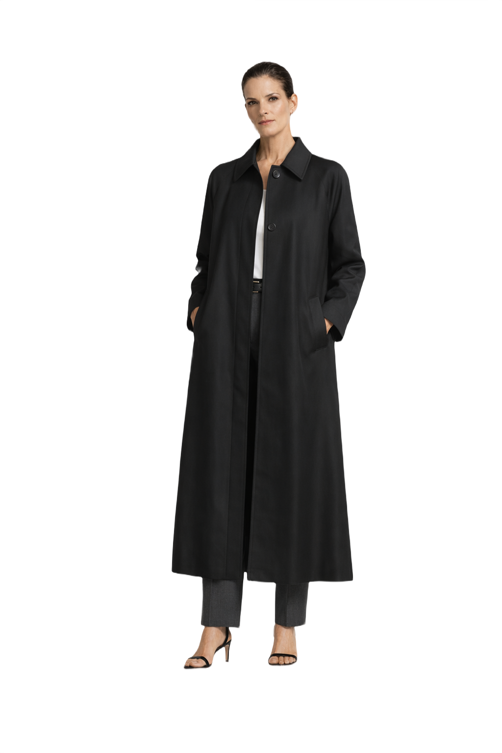 1990s Black Wool Coat - Model