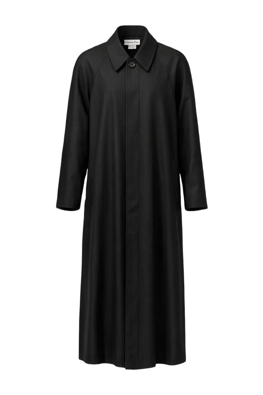 1990s Black Wool Coat - Front View