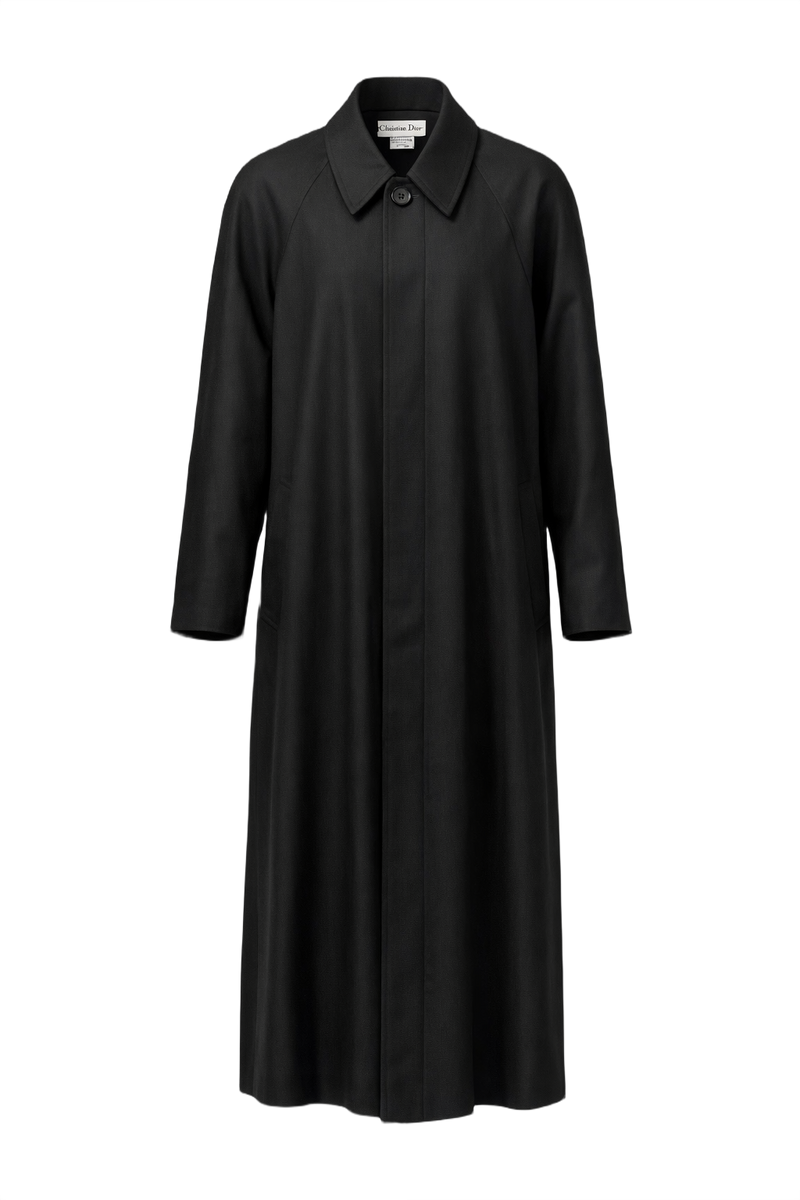 1990s Black Wool Coat - Front View
