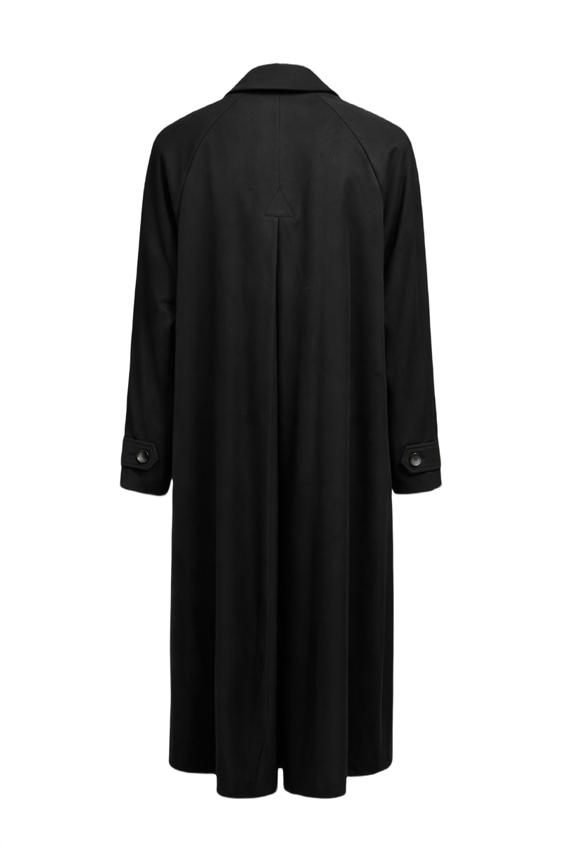 1990s Black Wool Coat - Back View