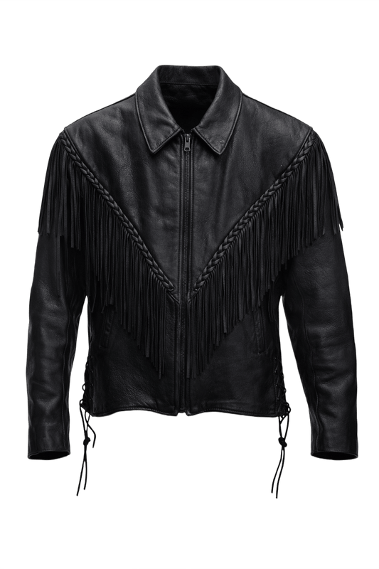 1970s Black Leather Jacket - Front View
