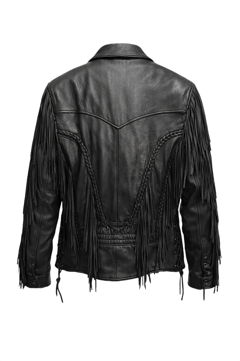 1970s Black Leather Jacket - Back View