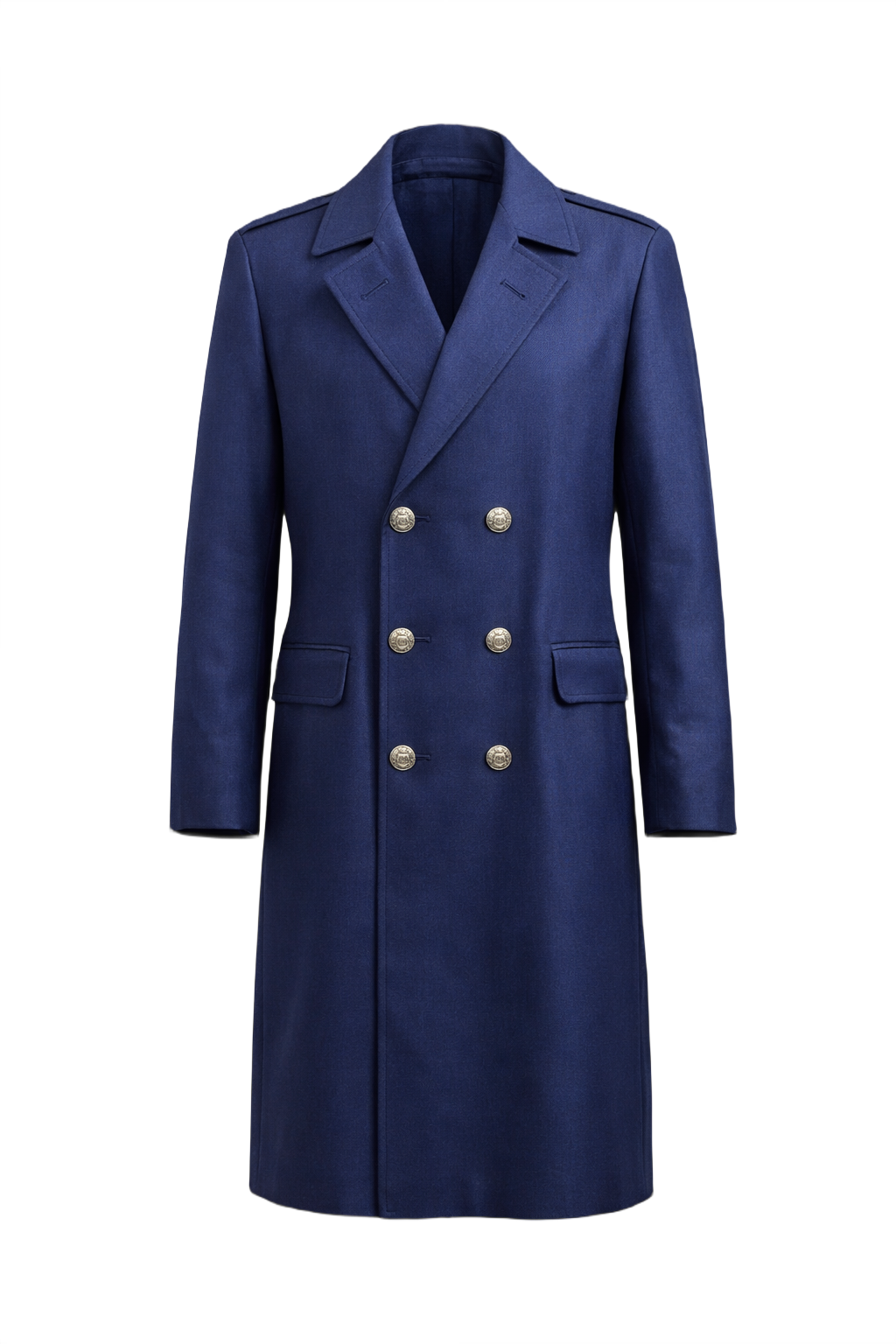 1940s Navy Blue Wool Coat - Front View