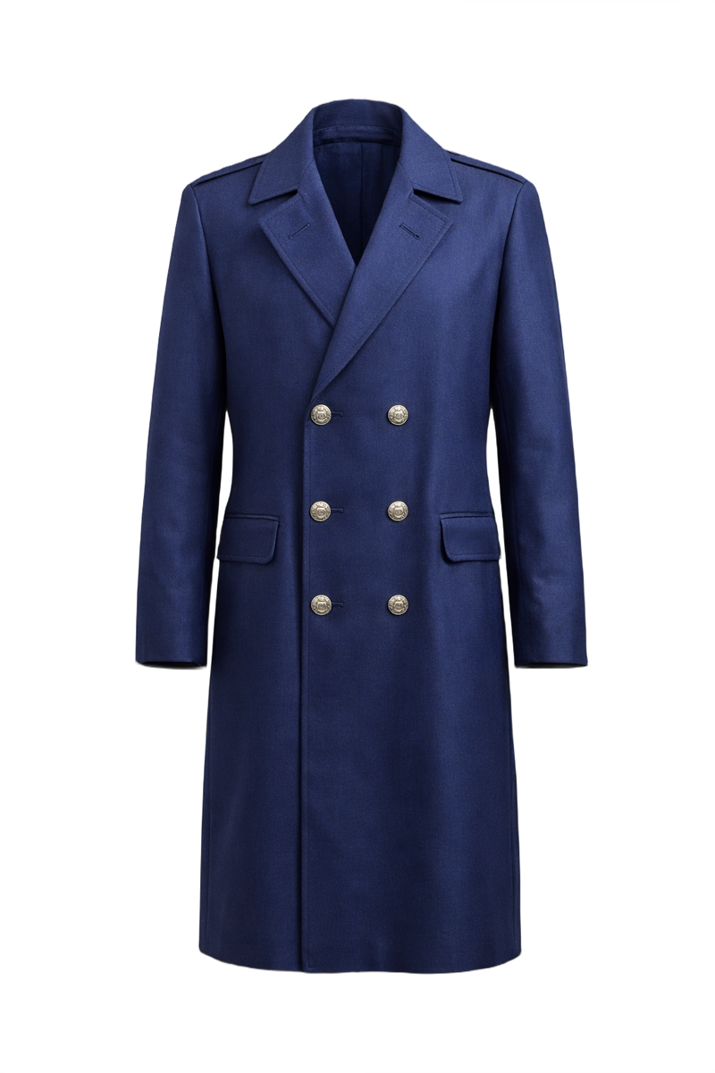 1940s Navy Blue Wool Coat - Front View