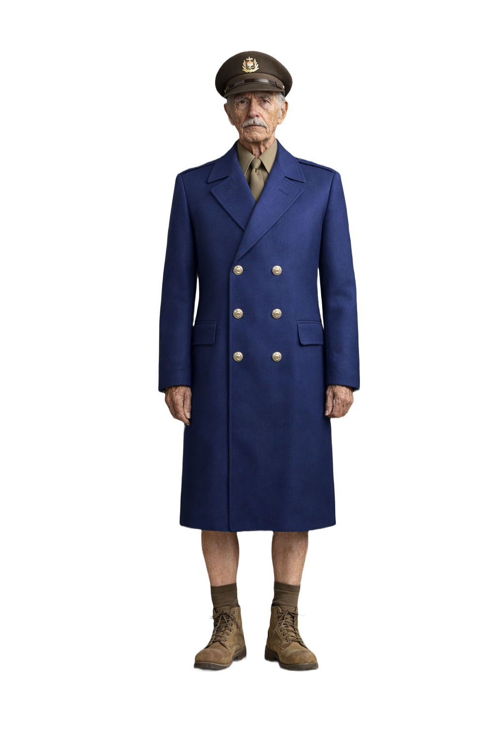 1940s Navy Blue Wool Coat - Model