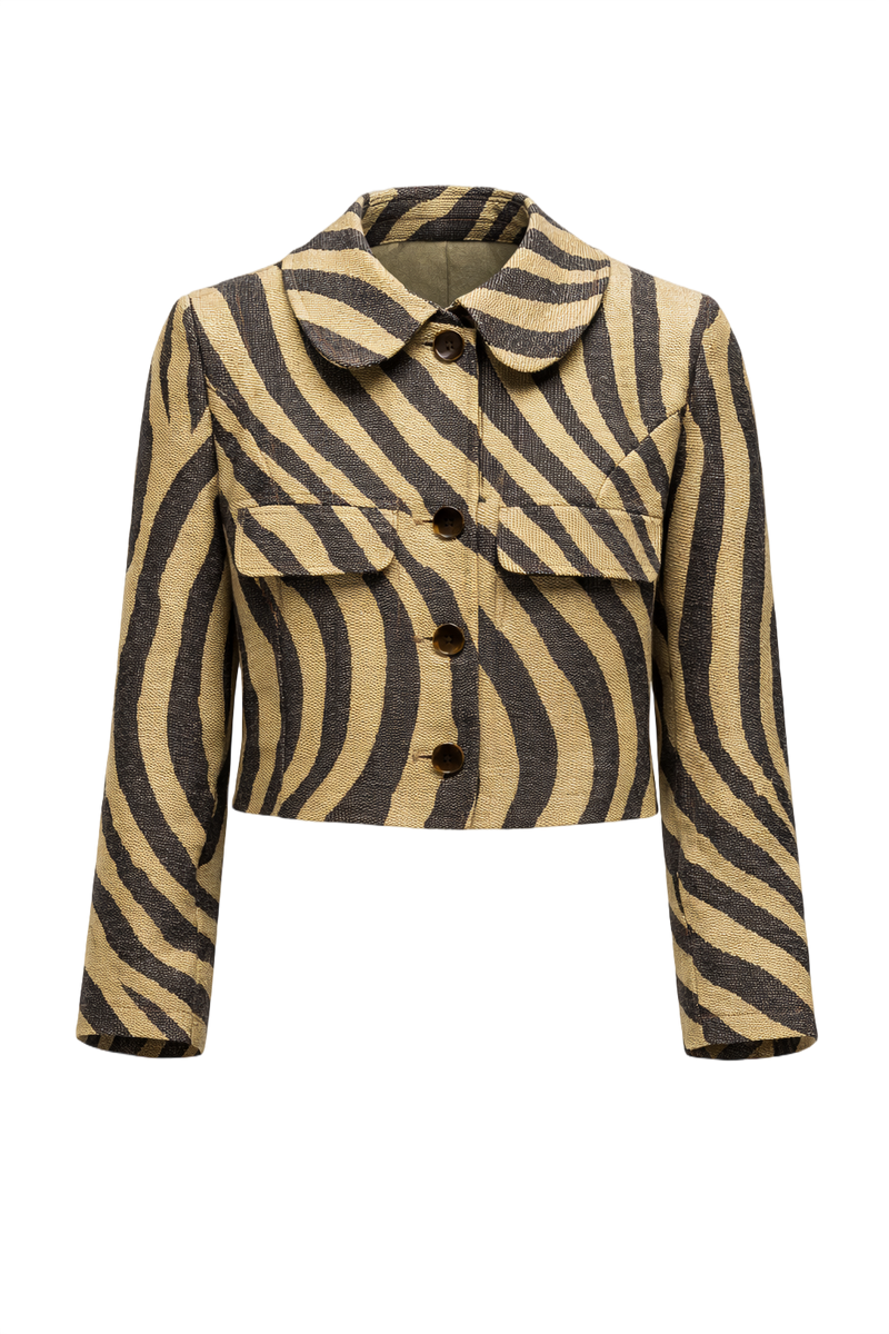 1980s Tan Wool Blend Jacket - Front View