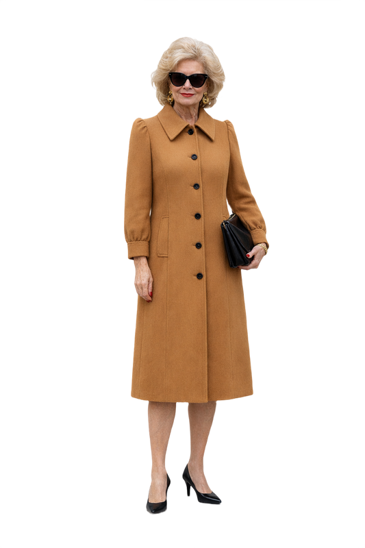 1980s Camel Wool Coat - Model