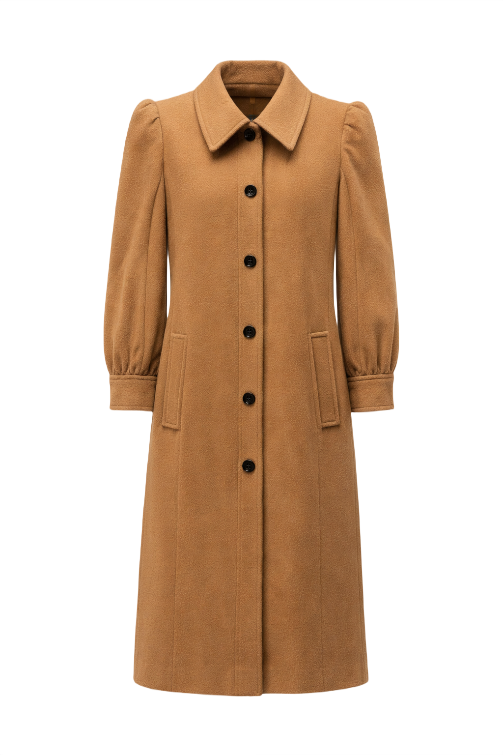 1980s Camel Wool Coat - Front View
