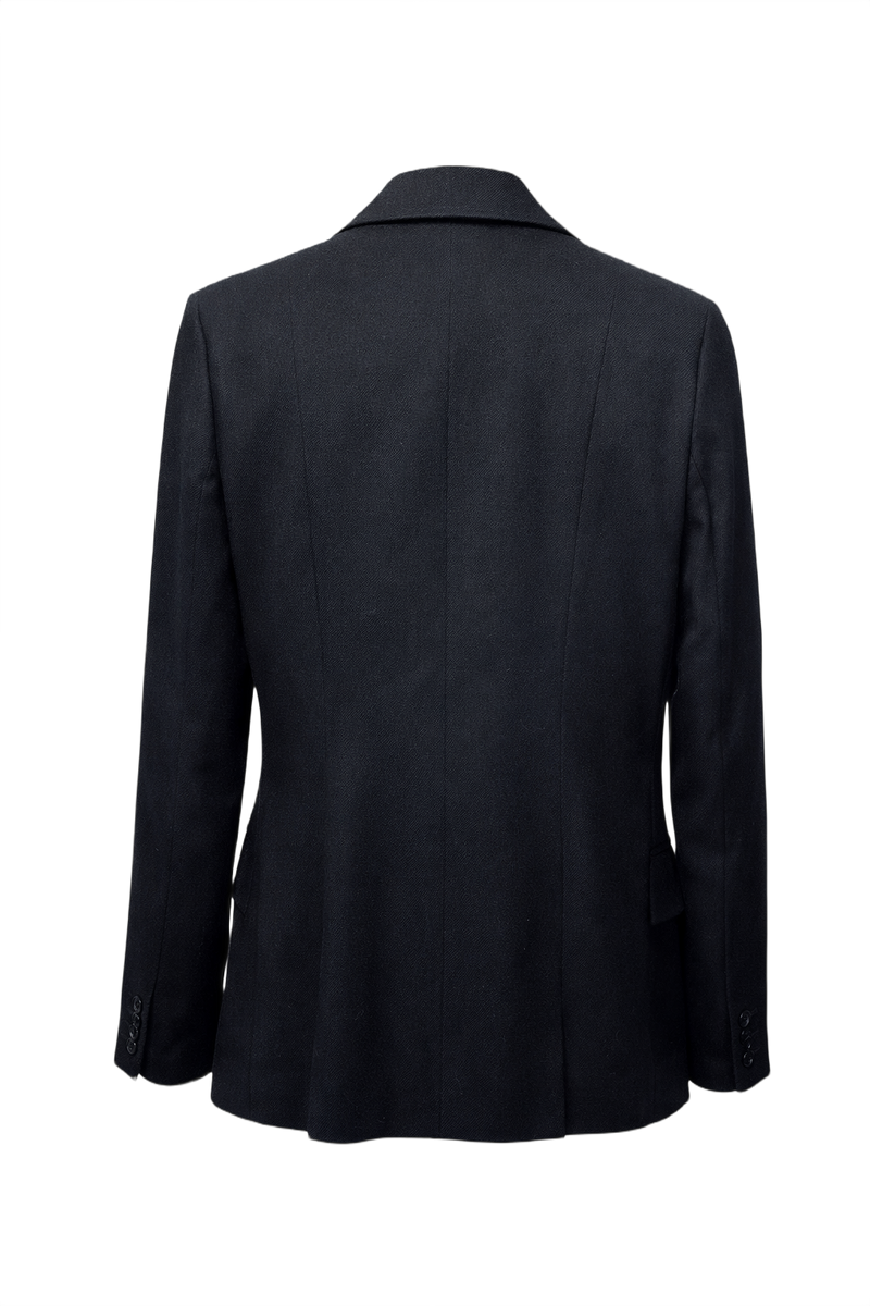 1990s Black Wool Blazer - Back View