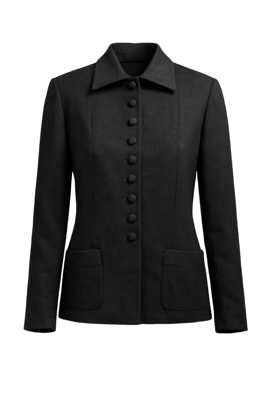 1990s Black Wool Blazer - Front View