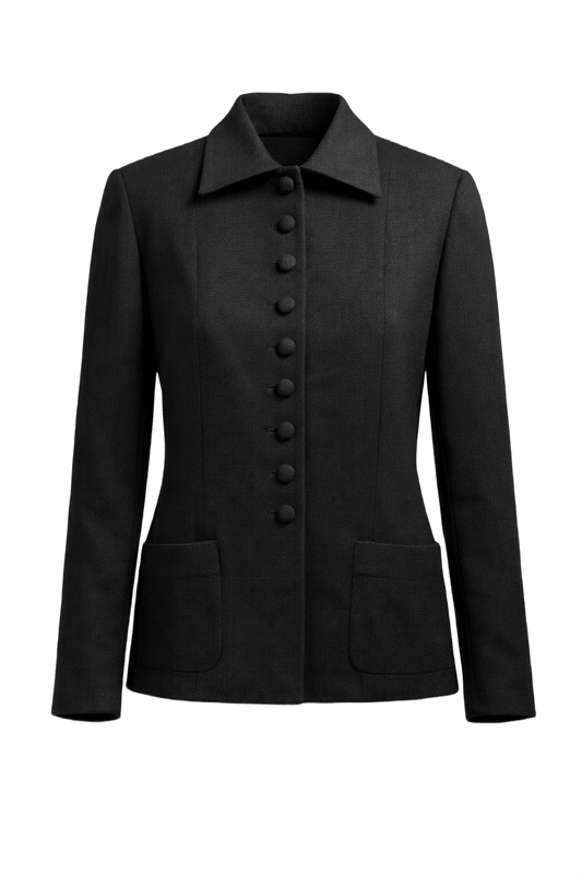 1990s Black Wool Blazer - Front View