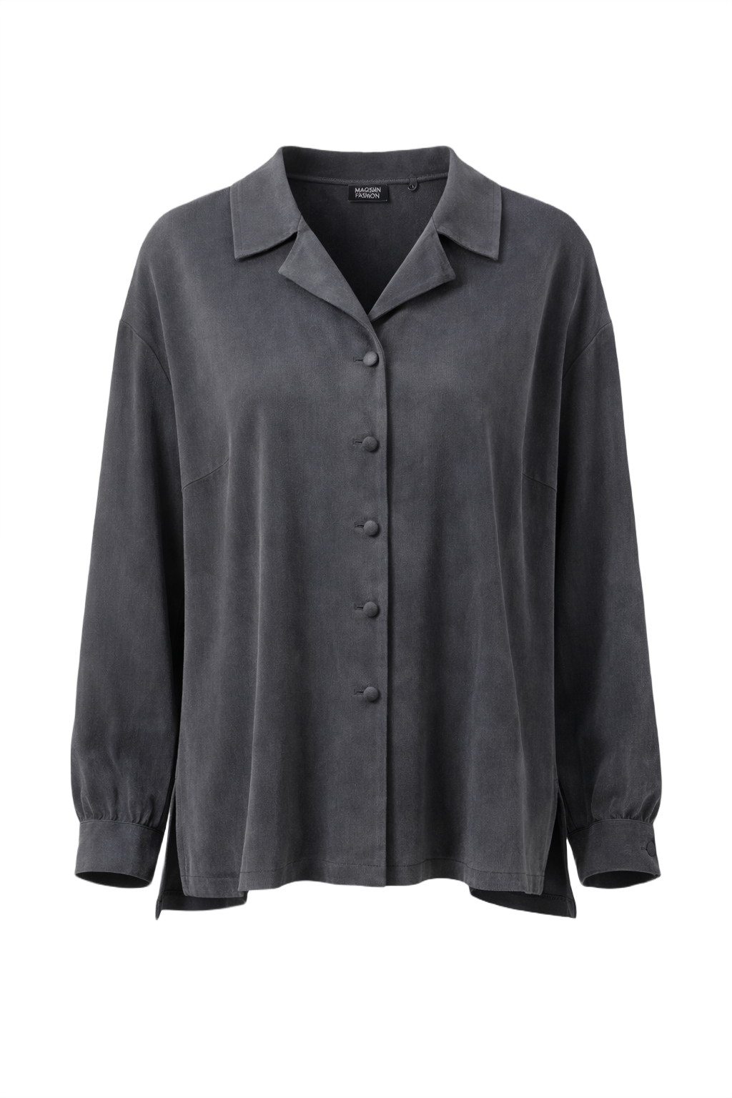 1990s Charcoal Grey Suede Blouse - Front View