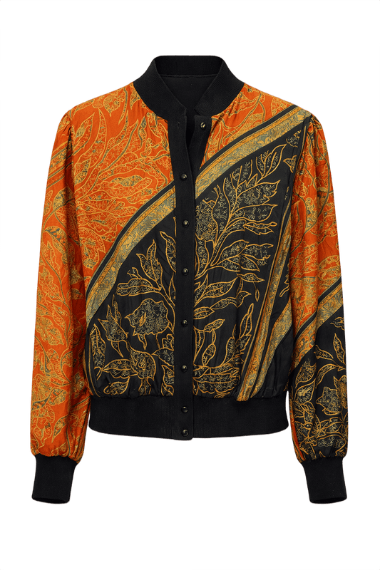 1970s Multicolor Silk Jacket - Front View